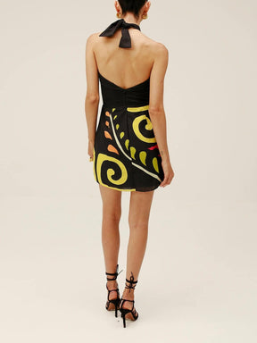 Vestido Mini Veneta com Decote Halter e Costas Abertas